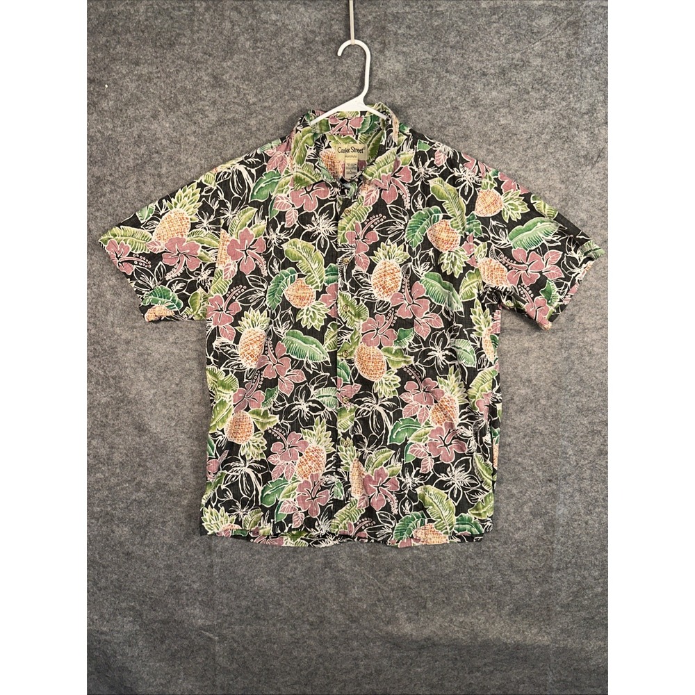 Cooke Street Hawaiian Button Up Aloha Shirt Cotton Large Orange‎ Pineapples